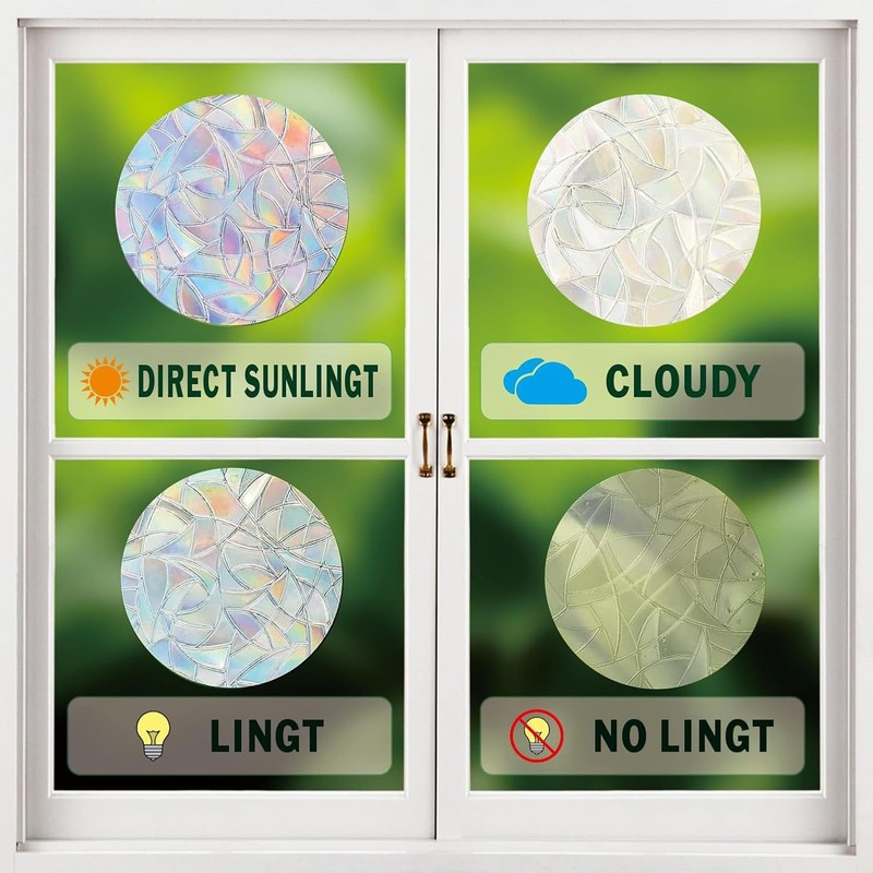Pack of 26 Rainbow Window Film with Prism Effect, Prism