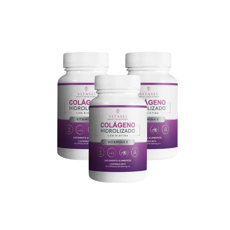Pack Colágeno Hidrolizado Cápsulas Vitaminas Biotina Fortalece Articulaciones Cabello Uñas