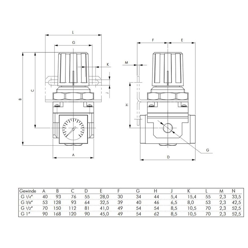 Pressure Regulator Adjustable (with Secondary Ventilation) Compressed Air Pressure Regulator