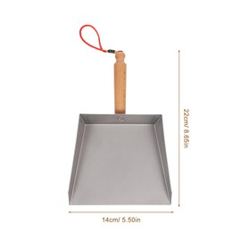Tofficu Stainless Steel Dustpan with Wood Handle - Metal Dust Pans Heavy Duty - Mini Dustpan - Hand Dust Pan for Household Industrial Dust Pan Handheld Scooper Dust Debris Cleaning Tool