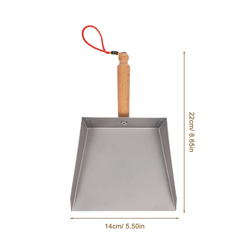 Tofficu Stainless Steel Dustpan with Wood Handle - Metal Dust