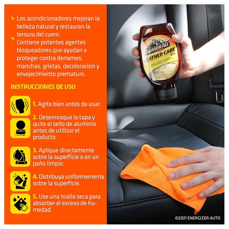 Armor All 17674 Gel Protector, Limpiador y Restaurador de Piel,
