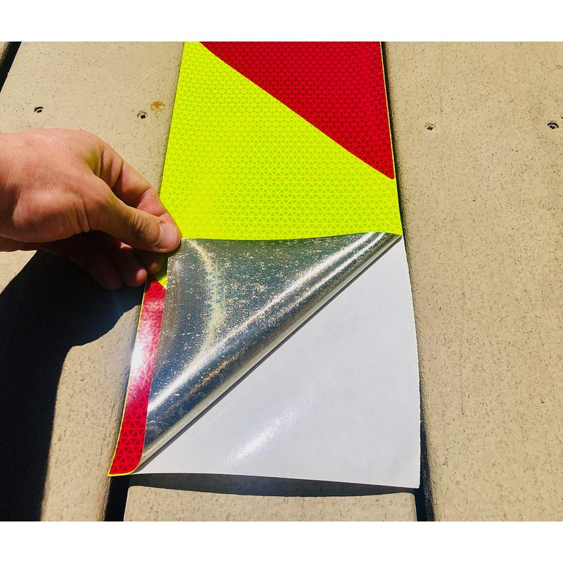 Oralite Lime & Red Reflective Chevron Panel (Multiple Sizes) Reflexite