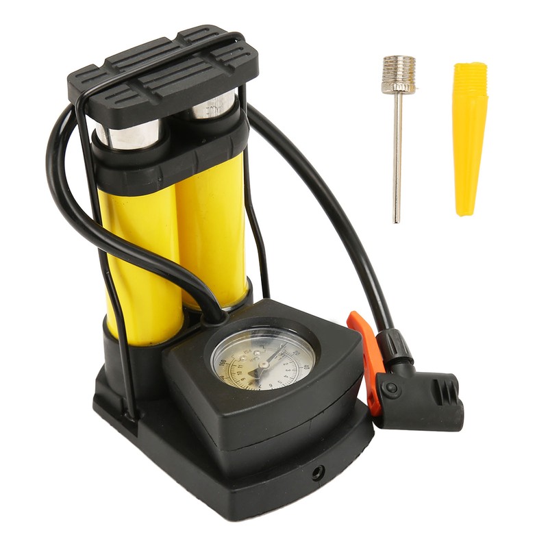 Double Barrel Foot Pump Fast Efficient Multifunction Portable Bike Floor