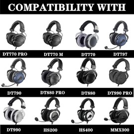 MMX300 DT770 Ohrpolster kompatibel mit Beyerdynamic DT770S/DT770M/DT770Pro/DT770 Pro HT/DT 790/DT797/DT880/DT880 Pro/DT880 Pro HT/DT990/DT990 Pro/HS200/HS400 Ersatz-Kopfbügel Ohrpolster