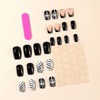 24Pcs Christmas Press On Medium Square Black Fake Nails With