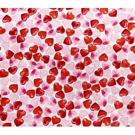100% Cotton Poplin Fabric - Red Pink Love Heart Print on White - Craft Fabric Material by The Metre (CP0875WHITE)