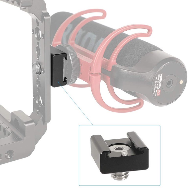 CAMVATE 3/8"-16 Cold Shoe Mount Adapter with Positioning Pins Compatible