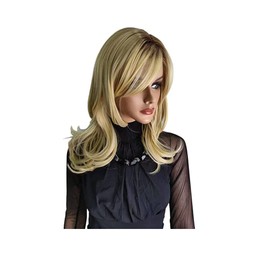 Morticia Long Wavy Loose Curly Side Bang Women Realistic Synthetic Full Replacement Peluca Girls Wig (Blonde Ombre)