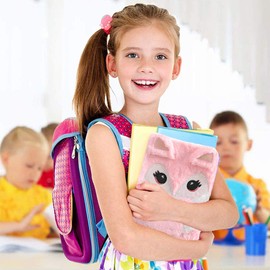 Dodheah Diary Girls Unicorn Notebook for Girls Plush A5 Travel Diary School Notepad Kids Girls Festival Birthday Gift Pink Fox