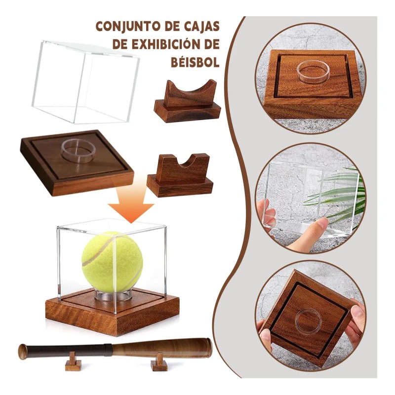 Estuche Expositor De Béisbol Caja De Presentación De Béisbol
