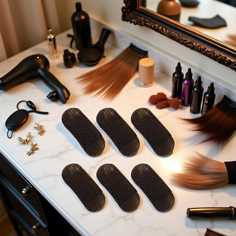 6 Pcs Brown Sponge Volume Hair Bases Volume Inserts Hair