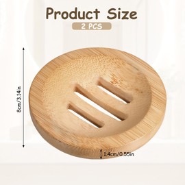 Pack of 2 Wooden Soap Dish, Natural Bamboo Soap Dish, Round Soap Dish with Drain, Handmade Wooden Soap Holder for Shower, Bathroom, Kitchen Sinks