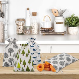 NAEBRO Pack of 9 Cotton Bags, Small Fabric Bags, 20 x 30 cm, Cotton Fabric Bags, Jute Bags, Small Gift Bags, Fabric Bag with Drawstring for Jewellery Gift (3 Patterns)