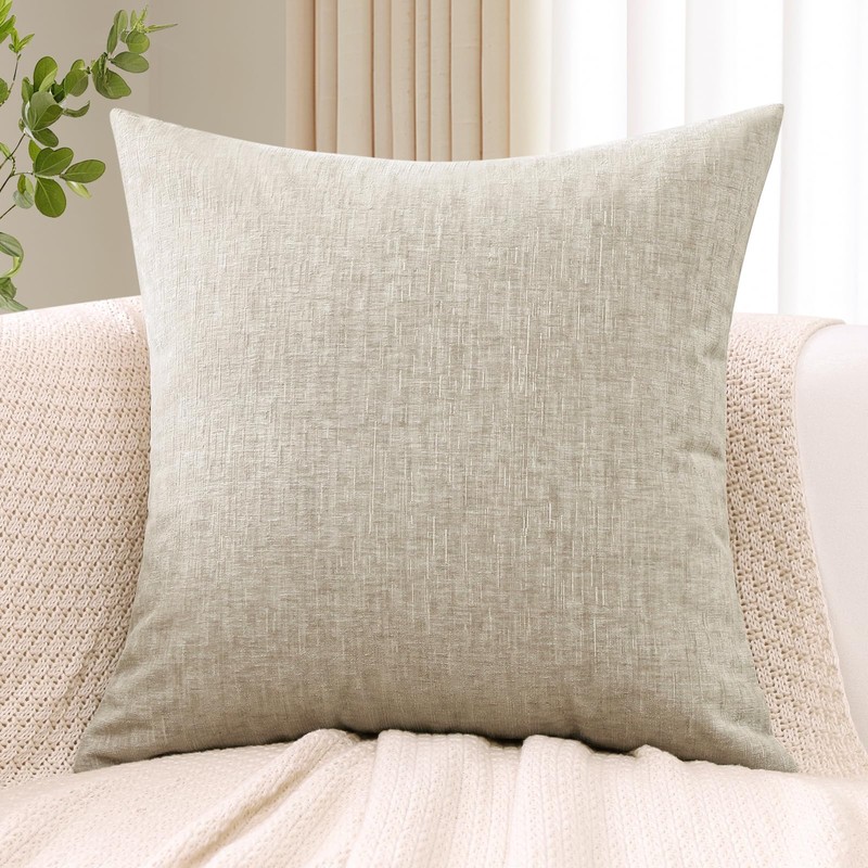 JOTOM Chenille Cushion Covers 60x60 cm Soft Beige Decorative Throw