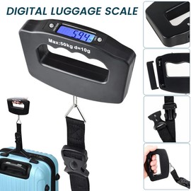 Luggage Weight Scale, 50 Kg/110 Lbs Luggage Scale Travel Digital with LCD Display Backlight, Portable Buckle Webbing Fishing Scale for Travelers and Fish Weighing, (Battery not Included).