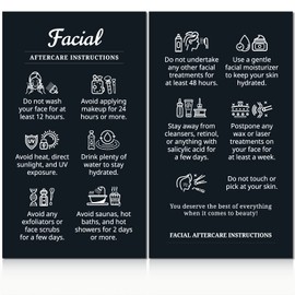 Havongki - 100 Pack - 2 x 3.5" Premium Facial Aftercare Instructions Cards Care PMU Supplies for Professional Esthetician - FA04A100_N