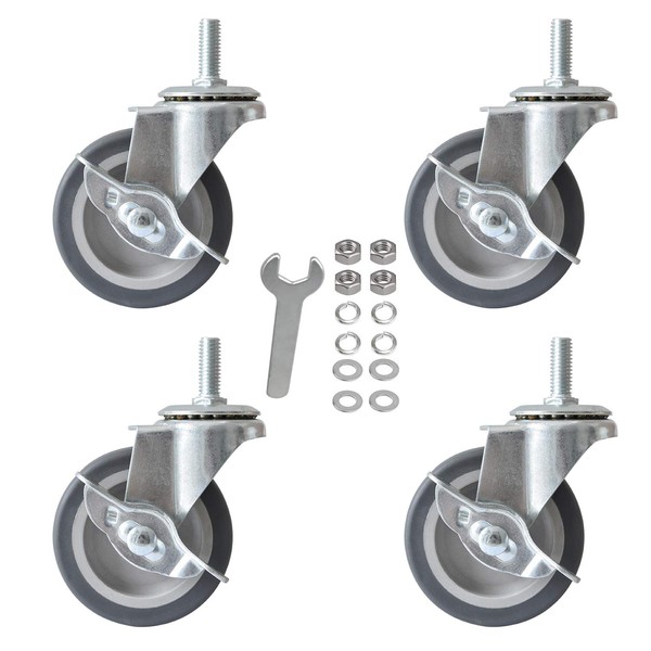 AAGUT 3 Inch Caster Wheels with Locking Brakes, Rubber Heavy