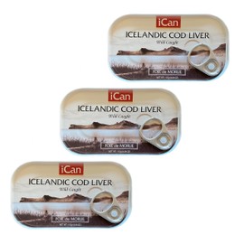 Ican Icelandic Wild Cod Liver in Own Oil, 4.06 oz (Pack of 3)