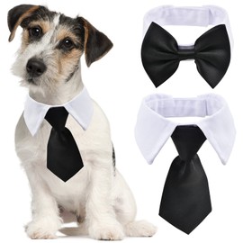 HACRAHO Pet Bow Tie, 2 PCS Adjustable Dog Neck Tie Formal Dog Tuxedo Costume Neck Collar for Small Dogs and Cats, L