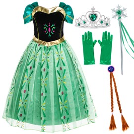 Party Chili Princess Costumes Birthday Party Fancy Dress Up for Little Girls with Wig,Crown,Mace,Gloves 3T 4T (110)
