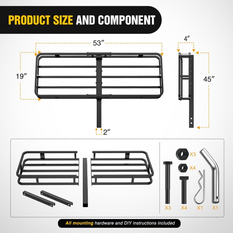 Nilight 53" X 19" X 4" Hitch Cargo Carrier Fits