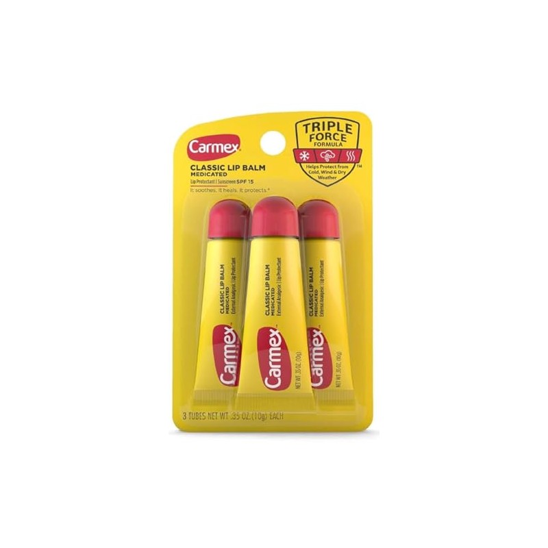 Carmex Bálsamo labial clásico, 0.35 onzas (paquete de 3)