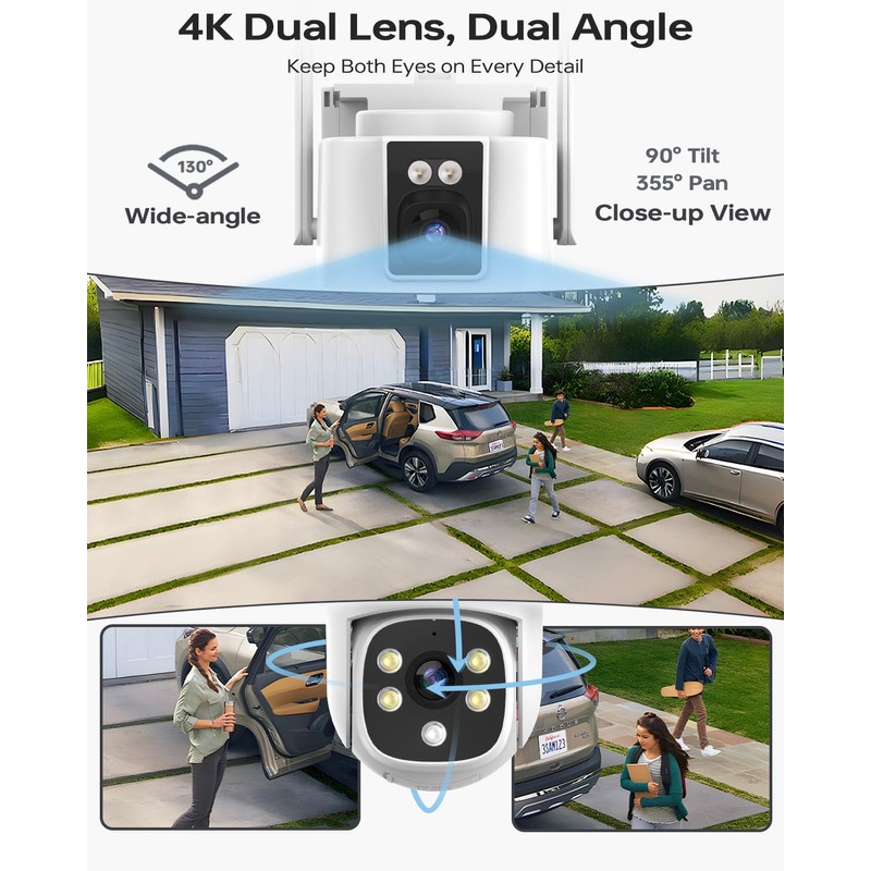 Dual Lens Security Camera Security Camera System Wireless, Cameras Compatible