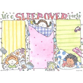 Lil Pickle Girls Sleepover Fun Blank Notecard Set, Flat Style, 6.5"x4.75", 8 Pack w/Envelopes, Fill-in Style, 8 Pack