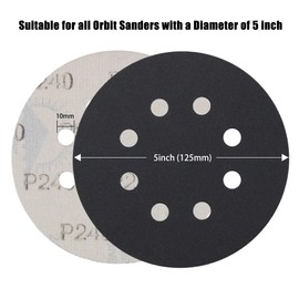 Akjwp 100PCS 5 inch Sanding Discs, Sander Pads Hook & Loop Sandpaper Assortment, 240/320/400/600/800/1000/1200/1500/2000/3000 Grits for Random Orbital Sander, for Wood Metal Automotive