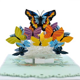 Flying Meow Butterflies 3D Pop-Up Card - Handcrafted Greeting Card for BirthDay, Annivesary, Sympathy, Thank You Occasion (Butterflies)