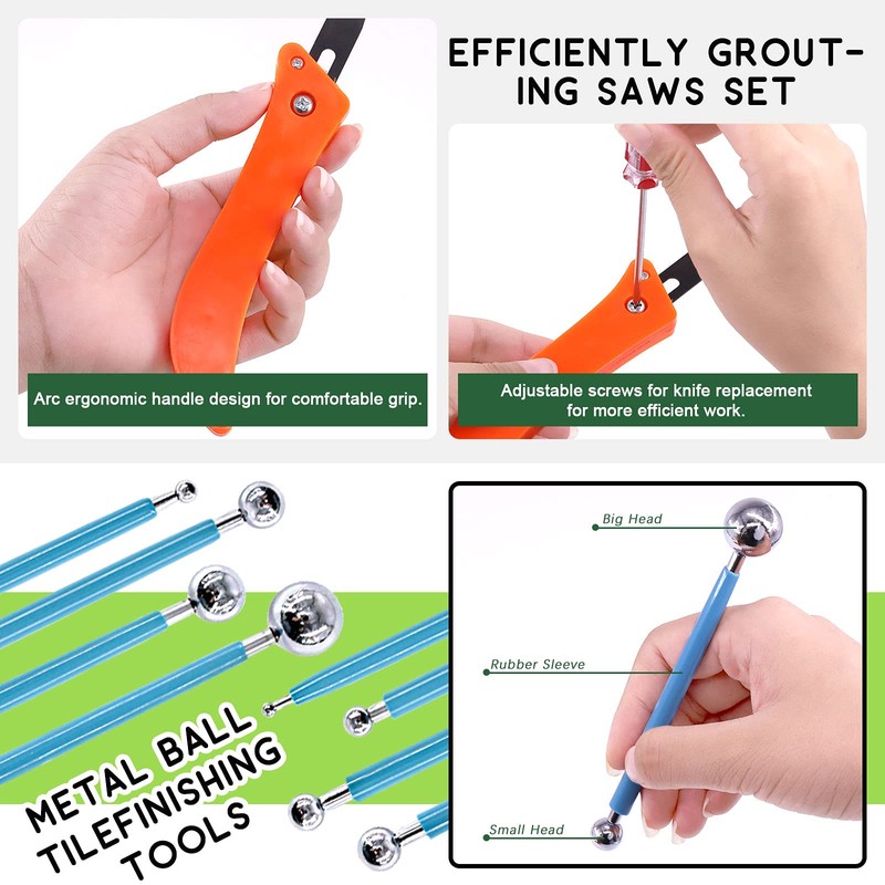 Keadic 22 Pcs Grout Removal Tool Set Contains Grout Saw