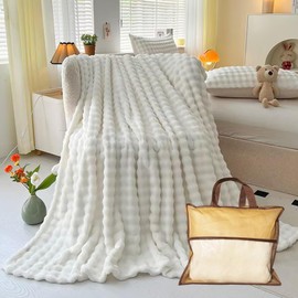 SOFTRABBITS Fleece Blanket Throw Blanket for Couch Bed Blanket Lightweight Flannel Blanket Bubble Blanket for Sofa, Couch, Bed, Camping, Travel All Season (White, 40" x 60",1lb)