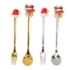 4Pcs Christmas Spoons and Forks Set Stainless Steel Cartoon Funny