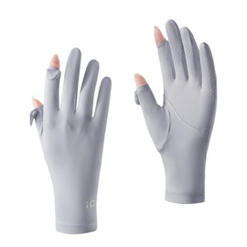 CHENLONB Women's Gloves, Summer, UV Protection, Sunscreen, UPF50+, Cool, Breathable, Anti-slip, Left and Right Finger Design, Smartphone Operation, Bicycle, Commuting to Work or School, gray