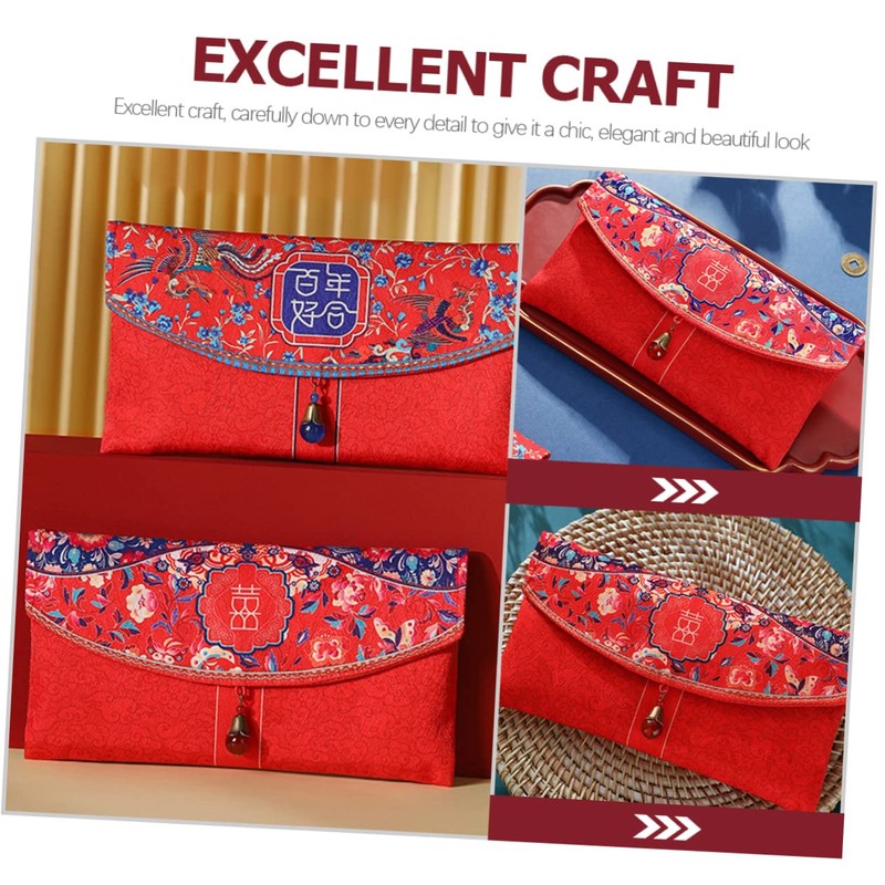 Operitacx Wedding Red Envelope Silk Red Envelopes Hong Bao for