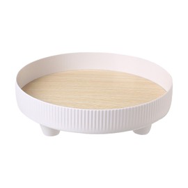 Modern Round Trays ABS Wooden Rustic Decorative Cosmetics Makeup Storage Tray Organizer for Home Decor White
