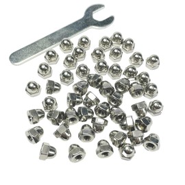 ZDingTech 50pcs #10-24 Acorn Cap Nuts,10-24 Cap Nuts,Acorn Hex Cap Dome Head Nuts,Dome Nuts,304 Stainless Steel Acorn Nuts,Hardware Nuts,18-8,Bright Finish with Open End Wrench