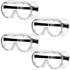 4 Stück Schutzbrille Arbeitsschutzbrille, Staubdicht Schutzbrillen, Arbeitsschutzbrille für Brillenträger, Wrap-Around Bügel Sicherheitsbrille Antibeschlag Augenschutz für Labor Skifahren Bergsteigen