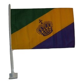 12x18 Mardi Gras Crown Red Gold Purple Car Vehicle 12"x18" Flag