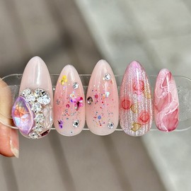 Spring Smell Handmade Nail Tips - Stiletto / 봄내음 수제네일팁 - 스틸레토