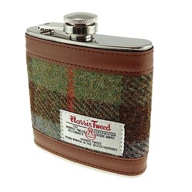 Harris Tweed Hip Flask 6oz in MacLeod Tartan