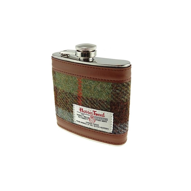 Harris Tweed Hip Flask 6oz in MacLeod Tartan