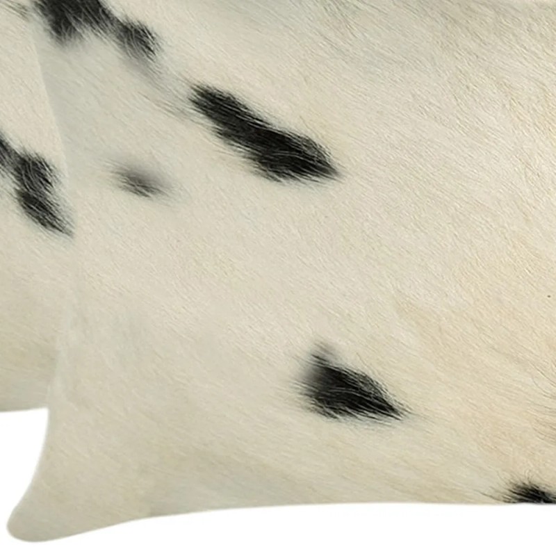 Homeroots 12" X 20" X 5" White And Black Cowhide