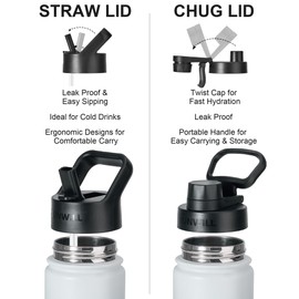 SUNWILL Metal Water Bottle with Straw 22 oz, Stainless Steel Insulated Flask for Cold and Hot Drink, Travel, Sports, Gym, Powder Coated Gradiant Black and White