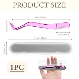 Lash Tweezers for Cluster Lashes, Rose Red Eyelash Extension Tweezer Eyelash Applicator Tool for DIY False Eyelashes, Lash Extension Tweezers with Comb and Box