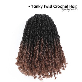 Yanky Twist Crochet Hair 12 Inch 9 Packs Pre-twisted Fluffy Spring Mini Twist Passion Twist Braids Pre-Looped yankee Twists Crochet Hair (OT30#, 12INCH (Pack of 9）)