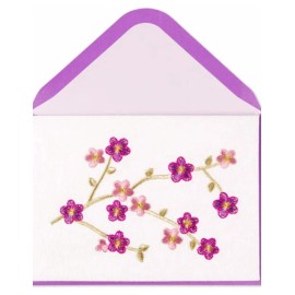 PAPYRUS LORI WEITZNER DESIGN  FLOWER EMBROIDERED BLANK ALL OCCASIONS CARD NWT