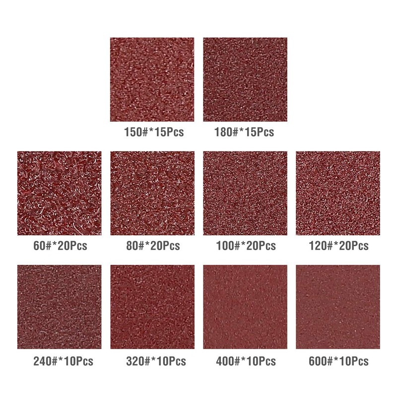 WORKPRO 150-piece Sanding Discs Set - 5-Inch 8-Hole Sandpaper 10