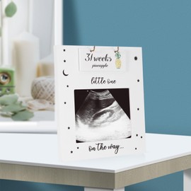 AOZBZ Birth Milestones Photo, Commemorative Wooden, Frame Bedroom Ornament Picture Frame Baby Growth Commemorative Photo Baby Frame, Sturdy and durable, with number plate, for Newlyweds(Week)